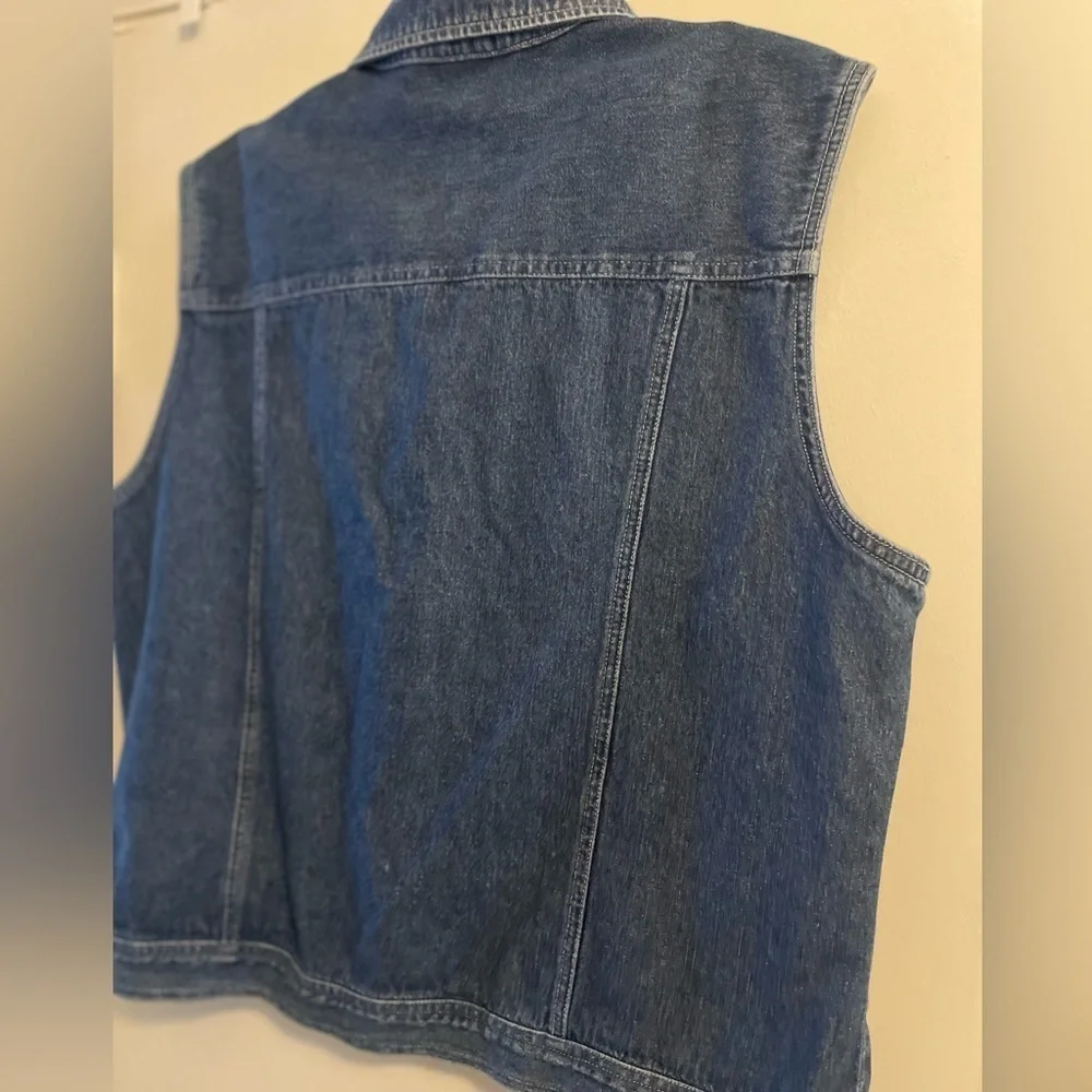 Vintage Denim Vest Button Front Collar Size Extra Large